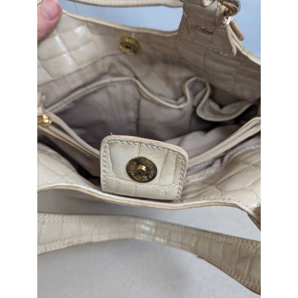 Liz Claiborne Cream Crocodile Embossed Patent Leather Shoulder Handbag - Picture 11 of 11